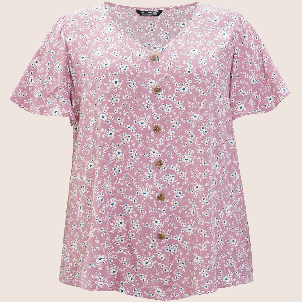 NWT-Beautiful Pink Flowy Floral Top Plus Size: 22/24 - Picture 8 of 10